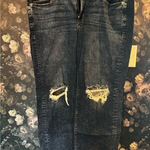 torrid Dark Blue Distressed Straight Leg Jeans